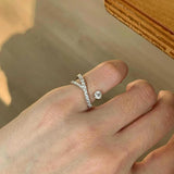 Daiiibabyyy  Korean Fashion Intersection Thin Rings for Women Shiny Crystal CZ Tail Ring Exquisite Jewelry Wedding Accessories Gift
