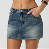 Daiiibabyyy  Elastic Denim Skirt Slim Washed High Waist Denim Skirt Bodycon Stretch Mini Denim Skirt Casual Summer Pencil Jean Mini