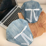 DAIIIBABYYY  -  Personalized Lace Bow Design Washed Denim Forward Hats Women Spring Summer Travel Fashion Versatile Sun Protection Retro Berets