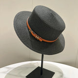 DAIIIBABYYY  -  Women's Panama Hat Flat Brim Bowknot Straw Cap Summer Beach Sun Hat Simple Casual Female Lady Brand Girls