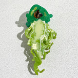 Daiiibabyyy  Green Jellyfish Hairpin For Women Summer Outdoor Wear Accessories Cartoon Pattern Personality High Ponytail Fixed Hairpin