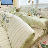DAIIIBABYYY  -  Bedding Class A All Cotton Face Mask Dormitory Skin friendly Fresh Bed Sheet and Quilt Cover Pure Cotton Four piece Set Three