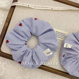 DAIIIBABYYY  -  French Fashion Plaid floralScrunchies for Hair  bow ribbon French girlish ponytail tie hair accessory versatile Hair ties