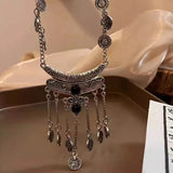 Daiiibabyyy  New Fashion Bohemian Coin Necklace Women Girl Alloy Vintage Long Stone Tassel Necklace Sweater Chain Pendant Jewelry Gifts