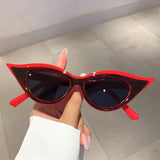 Daiiibabyyy  Personalized Small Frame Cat Eye Sunglasses for Women Fashionable Color Blocking Trend UV Resistant Sunglasses