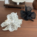 Daiiibabyyy  2Pcs Lace Fan-shaped Bow Headband Fashionable Tie Hair Accessory Retro Elegant Daily Versatile Hair Accessory Girl Headband