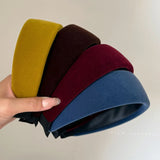 Daiiibabyyy  Retro velvet wide headband for women small face high cranial top hairhoop hair accessories