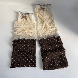 Daiiibabyyy  Spring New Sweet Polka Dot Girls Leg Cover Lace Cute Sun Protection Calf Cover with Fungus Edge Outdoor Skirt Sleeve Cover