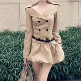 Daiiibabyyy  French temperament long-sleeved trench coat dress children early autumn new huge good-looking small bud short skirt