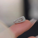 Daiiibabyyy  Fashion Shiny Pink Zircon Heart Hairpin Ear Clip for Women Punk Metal Geometric No Piercing Ear Cuff Aesthetics Y2K Jewelry