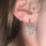 Daiiibabyyy  Korean Fashion Silver Color Hollow Metal Flower Hoop Earrings For Women Girl Trendy Party Charm Aesthetic Accessories Wholesale