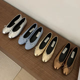 DAIIIBABYYY  -  2024 New Brand Women Flat Shoes Fashion Round Toe Shallow Slip On Ladies Ballerinas Shoes Soft Flat Heel Dress Ballet Shoes