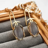 Daiiibabyyy  Huitan Women Drop Earrings Oval Shaped Luxury Gold Color Wedding Party Gentle Accessories Versatile Fashion Daily Lady Jewelry
