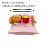 Daiiibabyyy  Breathable Sunscreen Basin Cap Adjustable French Fries Hamburger Fisherman Hat Plush Doll Lightweight Cartoon Sunshade Hat Kids