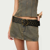 Daiiibabyyy  Retro Street Style Hollow Out PU Leather Belt for Women Fashion Waist Cincher Belt Versatile Decorative American Style Belt