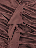 DAIIIBABYYY  -  Solid Sexy Temperament Spliced Fold Mini Dress V Neck Long Sleeves High Waist Slimming Elegant Dresses Female Fashion New