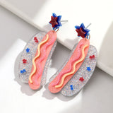 Daiiibabyyy  Funny Glitter Acrylic Hamburger Hot Dog Long Dangle Earrings Cute Bread Star Drop Earring Creative Jewelry Gifts