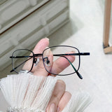 Daiiibabyyy Small Square Alloy Frame Glasses Retro Reading Glasses Anti Blue Light Presbyopic Glasses Women Men Metal Clear Lens Eyeglasses
