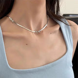 DAIIIBABYYY  -  2 Pieces Punk Snake Bone Chain Bow Necklace for Women Elegant Fashion Jewellery Holiday Party Exquisite Accessories