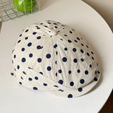 Daiiibabyyy  Retro Polka-dot Design Thin Breathable Berets for Women Summer Travel Sunscreen Versatile Show Face Small Literary Painter Hats