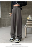 Daiiibabyyy  New Narrow Suit Mop Pants for Women Loose Solid Color Slim Straight Trousers Casual Elastic High Waist Wide Leg Pants Mujer