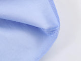 Daiiibabyyy  Light Blue Vintage Blouses Women Stand Collar Tie Neck Ruched Front Puff Short Sleeve Fitted Silhouette Tops Street Wear