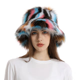Daiiibabyyy  New autumn and winter plush imitation fox fur basin hat ski hat fisherman hat warm fur furry imitation fur women's hat