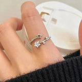 Daiiibabyyy  Blue Water Drop Zircon Open Ring for Women Exquisite Retro Irregular Adjustable Finger Ring Sweet Casual Versatile Jewelry Gift