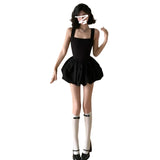 DAIIIBABYYY  -  Pure Sexy Black Sleeveless Dress Women's Summer Square Collar Slim Fit Ballet Style Short Dress Fashion Female Clothes