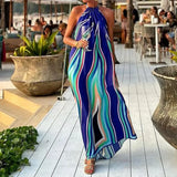 DAIIIBABYYY  -  Summer New Women's Fashion Print Neck Bohemian Medium And Long Beach Dress