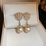 Daiiibabyyy  French Elegant Temperament Imitation Pearl Drop Shaped Long Earrings Party Premium Accessories for Womens Fashion Luxury Jewelry