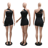 DAIIIBABYYY  -  Sexy Bodycon Dresses for Women One Shoulder Sleeveless Transparent Mini Length Elegant Ladies Evening Night Club Vestidos Mujer