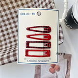 Daiiibabyyy  Retro Morandi Plaid BB Hair Clips Korean Style Early Autumn Daily Side Bang Clip Nape Baby HairClips for Women and Girls 1 Set