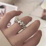 Daiiibabyyy Kpop Goth Vintage Y2K Silver Color Metal Bow Open Ring For Women Egirl 90s Party Grunge Aesthetic Jewelry Accessory Wholesale