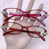 DAIIIBABAYYY  -  Retro Square Frame Glasses Women Anti Blue Light Eyewear Optical Spectacle Eyeglass Red Thick Fox Head Decoration Eye Protection