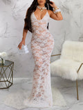 Daiiibabyyy  Elegant Solid Hollow Out Slimming Dresses for Women Square Collar Sleeveless Backless High Waist Lace Dress Female Fahsion