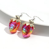 Daiiibabyyy  Boho Acrylic Colorful Transparent Strawberry Dangle Earrings for Women Fashion Resin Shiny Fruit Pendant Earring Lovely Jewelry