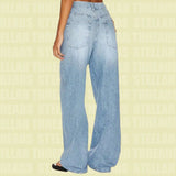 Daiiibabyyy  Fashion - Forward Light Blue Drawstring Wide - Leg Jeans: Attention - Grabbing, Perfect for Casual & Trendy Looks