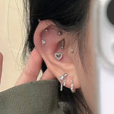 Daiiibabyyy  6Pcs/set Simple Crystal Stud Earring Set For Women Butterfly Zircon Earrings Girl Party Wedding Engagement Jewelry Accessories