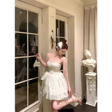 DAIIIBABYYY  -  Elegant Bow Mini Dress Women Fairy Party Prom Lace Strapless Dresses Summer Korean Sexy Backless Bodycon A Line Vestidos