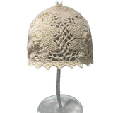 Daiiibabyyy  Japanese Niche Mesh Hollow Flower Pullover Hat Spring and Summer Retro Breathable Hand-woven Fashion Skull Beanie Cap for Women
