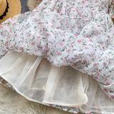 DAIIIBABYYY  -  French Style Super Fairy Fluffy Dress 2025 Summer Gentle Square Neck Bubble Sleeves Slimming Floral Mesh Vestidos