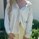 DAIIIBABYYY  -  Autumn Loose Striped Print Blouse Women Casual Turn-down Neck Button Up Full Sleeve T-shirt y2k Aesthetic Ladies Clothing