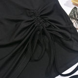 Daiiibabyyy 2024 Summer Heart Hollow Hot Diamond Drawstring Slim T Shirt Women O-neck Short Sleeve Casual Versatile Crop Top Streetwear Tees