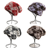 Daiiibabyyy  Fall Winter Knitted Hats for Women Men Check Plaid Beanies Skullies Fashion Casual Double Layer Red Christmas Hats Gift