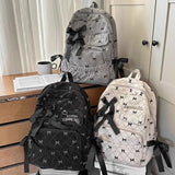 Daiiibabyyy  Preppy Style Bow Plaid Print Mochila Sweet Large Capacity Mochilas Mujer Portable Travel Backpack Student Bag School Bags