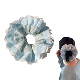 DAIIIBABYYY  -  Sweet Lace Headband For Girls Light Blue Gentle Pleated Lace Hair Hoop Ponytail Maruko Hair Ring Large Intestine Hair Ring