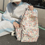 Daiiibabyyy  Fashion Flower Print Women's Backpacks Multifunction Large Capacity School Backpack Zipper Book Bag Students