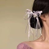 Daiiibabyyy  1PC Lily Of The Valley Tassel Ribbon Barrettes, Elegant Fairy Hair Accessories For Wedding Party Daily Women Girls
