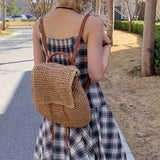 Daiiibabyyy  Backpack, Korean Version Woven Bag, Versatile Backpack, Single Shoulder Dual-Use Bag, Beach Bag, Large Capacity Woven Backpack